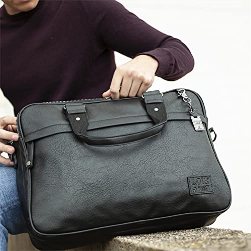 Lois - Bolso Maletín Portadocumentos para Portátil 15.6" Asa Regulable Desmontable de Hombro. Doble Asa de Mano. Piel Ecológica. Uso Diario, Viaje, Trabajo 311340, Color Negro