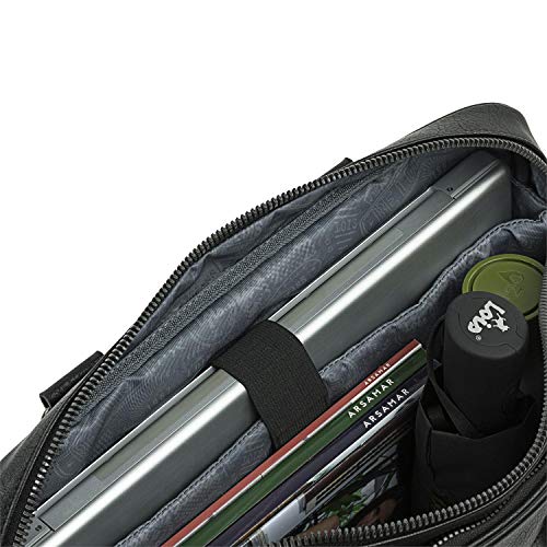 Lois - Bolso Maletín Portadocumentos para Portátil 15.6" Asa Regulable Desmontable de Hombro. Doble Asa de Mano. Piel Ecológica. Uso Diario, Viaje, Trabajo 311340, Color Negro