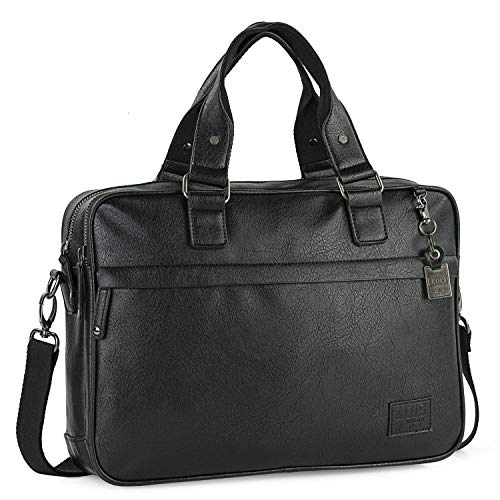 Lois - Bolso Maletín Portadocumentos para Portátil 15.6" Asa Regulable Desmontable de Hombro. Doble Asa de Mano. Piel Ecológica. Uso Diario, Viaje, Trabajo 311340, Color Negro