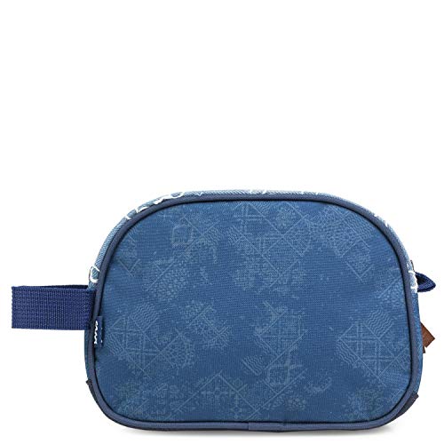 Lois - Neceser de Viaje, Bolsa de Aseo de Lona Estampada y Bordada Flores. asa Lateral práctica cómoda y Bonito diseño Marca Moda y Calidad. 301527, Color Azul