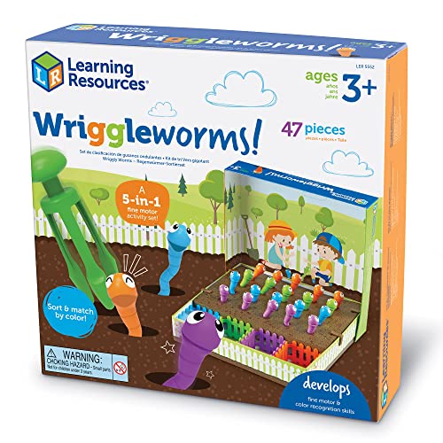 Lombrices serpenteantes Wriggleworms! de Learning Resources Set de actividades para practicar la motricidad fina, habilidades motoras finas para niños pequeños, niños de 3+ años