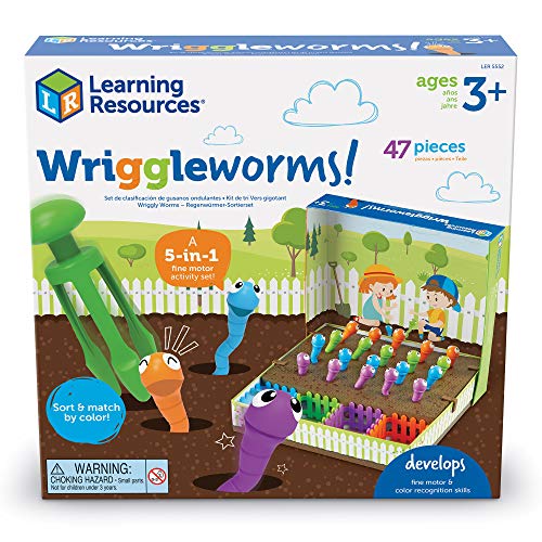 Lombrices serpenteantes Wriggleworms! de Learning Resources Set de actividades para practicar la motricidad fina, habilidades motoras finas para niños pequeños, niños de 3+ años