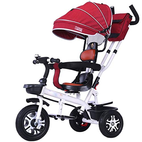 LOMJK Carritos y sillas de Paseo El Triciclo Ajustable del Triciclo de los niños con el Carro del Cochecito del Bolso de la Momia del toldo Conveniente for 1~6 años Bebé Sillas de Paseo