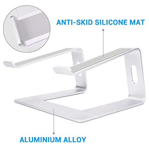 LONGKO Soporte Portátil para Computadora Portátil Desmontable, 10~17pulgadas Soporte de Computadora Portátil con Ventilación de Aluminio para La mayoría Computadoras Portátiles (Plateada)