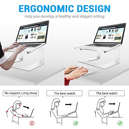 LONGKO Soporte Portátil para Computadora Portátil Desmontable, 10~17pulgadas Soporte de Computadora Portátil con Ventilación de Aluminio para La mayoría Computadoras Portátiles (Plateada)