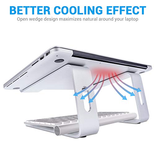 LONGKO Soporte Portátil para Computadora Portátil Desmontable, 10~17pulgadas Soporte de Computadora Portátil con Ventilación de Aluminio para La mayoría Computadoras Portátiles (Plateada)