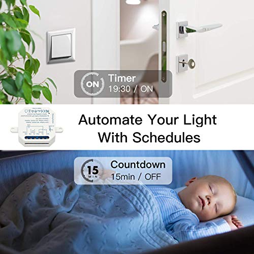 LoraTap – Interruptor de wifi para Alexa, inalámbrico, conmutador, Receptor de 2500 W y 10 A, interruptor inteligente, control a distancia por teléfono, relé compatible con Google Home
