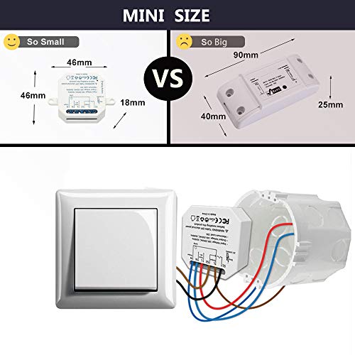 LoraTap – Interruptor de wifi para Alexa, inalámbrico, conmutador, Receptor de 2500 W y 10 A, interruptor inteligente, control a distancia por teléfono, relé compatible con Google Home