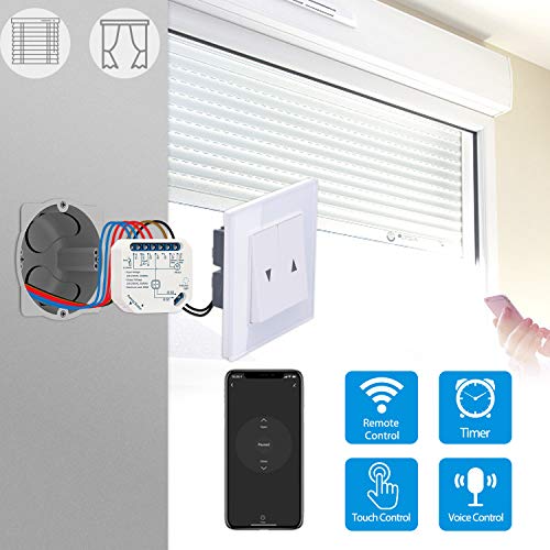 LoraTap Interruptor Persianas WiFi, Relé de Persianas Temporizador Inteligente para Cortina Eléctrica, Control Remoto por Teléfono, Compatible con Alexa y Google Home para Control de Voz, 300W