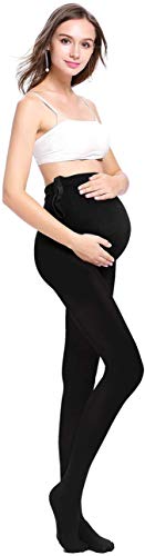 LOVELYBOBO 2 Pack Medias Invernales Premama Panty para Futura Mama Pantimedias para Mujeres embarazadas Leggings 320D (negro + desnudo)