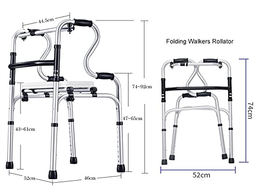 Lqdp Andador Andadores para Ancianos Andador con Andador con Asiento Plegable, Ligero y Compacto para Adolescentes con Necesidades Especiales para Adultos, Ligero y Resistente