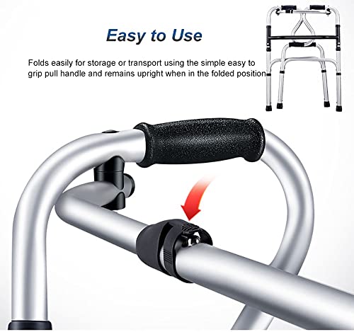 Lqdp Andador Andadores para Ancianos Andador con Andador con Asiento Plegable, Ligero y Compacto para Adolescentes con Necesidades Especiales para Adultos, Ligero y Resistente