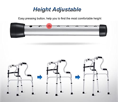 Lqdp Andador Andadores para Ancianos Andador con Andador con Asiento Plegable, Ligero y Compacto para Adolescentes con Necesidades Especiales para Adultos, Ligero y Resistente