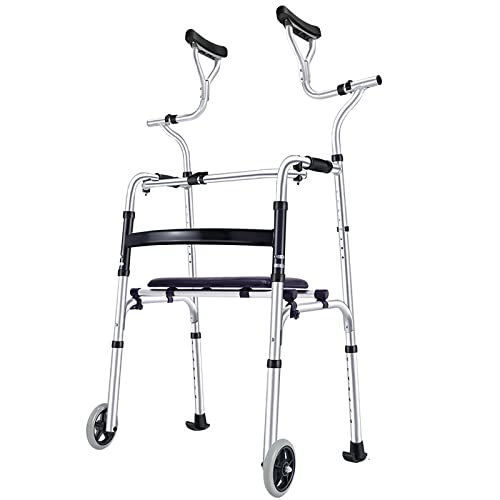 Lqdp Andador Andadores para Ancianos Andador con Andador con Asiento Resistente, Andador con Ruedas Plegable con 2 Ruedas y Asiento, para Adolescentes con Necesidades Especiales, Altura Ajustable