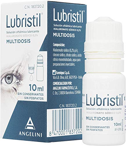 LUBRISTIL Multidosis 10 ml | Lágrima artificial con Ácido Hialurónico | Propiedades lubricantes, hidratantes y protectoras para la superficie ocular | Sin conservantes