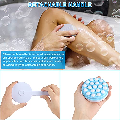 Luckits Juego de aplicador de loción corporal y depurador de espalda 3 en 1, cepillo de baño para espalda de mango largo con 1 mango largo y 1 aplicador de crema de aceite, 1 malla de ducha, 1 esponja