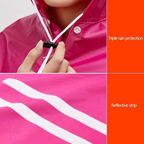 LULUDP Chubasqueros Moto impermeable poncho Alargado con reflexivo de Gaza for la conducción segura de doble sombrero de ala desmontable siamés del impermeable Scooter eléctrico de la motocicleta gran