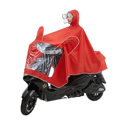 LULUDP Chubasqueros Moto impermeable poncho Alargado con reflexivo de Gaza for la conducción segura de doble sombrero de ala desmontable siamés del impermeable Scooter eléctrico de la motocicleta gran