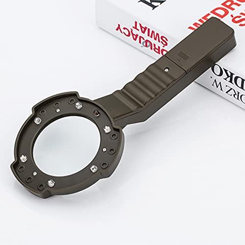 Lupa con brújula de luz Espejo de ampliación de iluminación Lupa para personas mayores Inspección de lectura, monedas, joyas, linterna de exploración