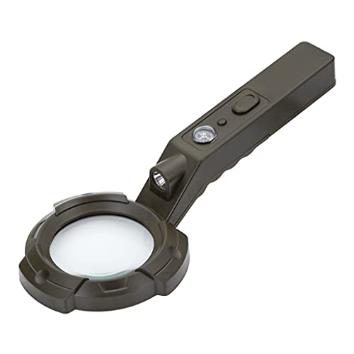 Lupa con brújula de luz Espejo de ampliación de iluminación Lupa para personas mayores Inspección de lectura, monedas, joyas, linterna de exploración
