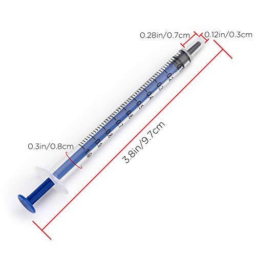 LUTER 12 Piezas 1ml Jeringas de Plástico, Jeringa de Plástico Sin Aguja con Medición para Experimentos Científicos, Dispensación, Medición de Líquidos, Alimentación de Mascotas (Azul)