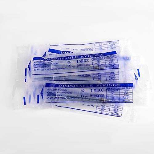 LUTER 12 Piezas 1ml Jeringas de Plástico, Jeringa de Plástico Sin Aguja con Medición para Experimentos Científicos, Dispensación, Medición de Líquidos, Alimentación de Mascotas (Azul)