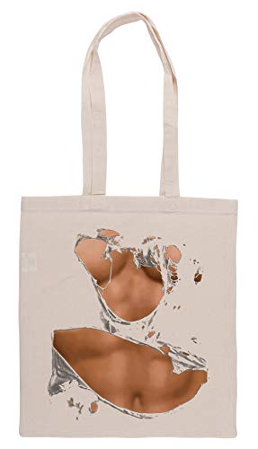 Luxogo Seis Paquete Abdominales Rasgado Bolsa De Compras Groceries Beige Shopping Bag