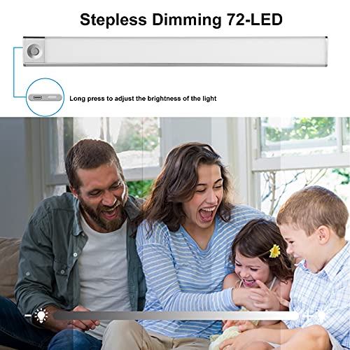 Luz Armario 72 LED,USB Recargable Luces LED Armario con detector de movimiento y banda magnética para,3 Modos Lámpara LED de Armario con Tira Magnética,Ideal para Armario Garaje Gabinete Escalera
