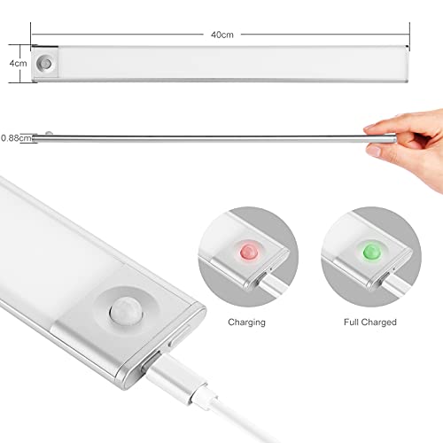 Luz Armario 72 LED,USB Recargable Luces LED Armario con detector de movimiento y banda magnética para,3 Modos Lámpara LED de Armario con Tira Magnética,Ideal para Armario Garaje Gabinete Escalera