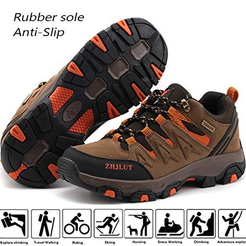 Lvptsh Zapatillas de Trekking para Hombre Botas de Montaña Zapatillas de Senderismo Calzado de Trekking Botas de Senderismo Antideslizantes AL Aire Libre Transpirable Sneakers,Marrón,EU47