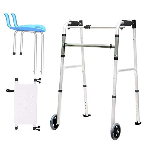 LXDDJZXQ Andador para Ancianos Walker, Ancianos Ajustables con cojín for el Brazo y Ruedas for discapacitados y Personas de Edad Avanzada Estable Antideslizante con Tabla for Sentarse