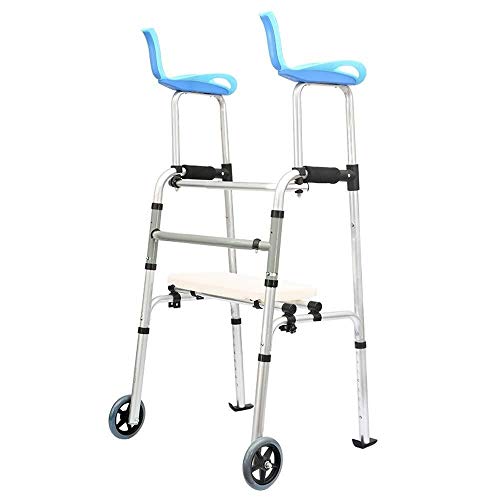 LXDDJZXQ Andador para Ancianos Walker, Ancianos Ajustables con cojín for el Brazo y Ruedas for discapacitados y Personas de Edad Avanzada Estable Antideslizante con Tabla for Sentarse
