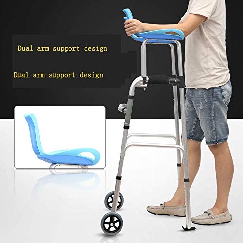 LXDDJZXQ Andador para Ancianos Walker, Ancianos Ajustables con cojín for el Brazo y Ruedas for discapacitados y Personas de Edad Avanzada Estable Antideslizante con Tabla for Sentarse