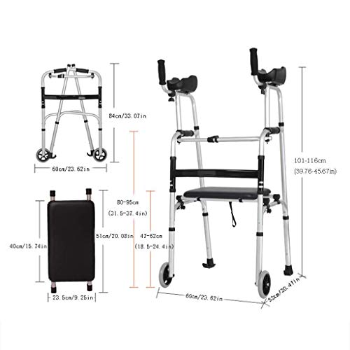 LXDDJZXQ Walker, Marco Plegable para Caminar con Almohadilla de Apoyo para Brazo, Andador de Ancianos, caminadores de aleación de Aluminio para Personas Mayores, Personas con discapacidad