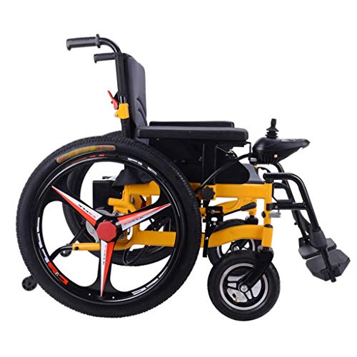 LXDDP Silla de Ruedas eléctrica Plegable, Silla de Ruedas con Motor Ligero, Silla de Ruedas compacta de Ayuda para la Movilidad, Ancho del Asiento 50 cm, Joystick 360 °, Peso de Carga 100 kg