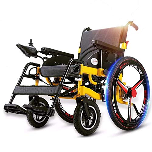 LXDDP Silla de Ruedas eléctrica Plegable, Silla de Ruedas con Motor Ligero, Silla de Ruedas compacta de Ayuda para la Movilidad, Ancho del Asiento 50 cm, Joystick 360 °, Peso de Carga 100 kg