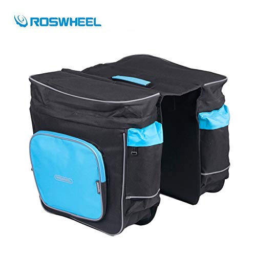 LXY Porta-Bicicletas Bolsa 30L Parrilla de Equipaje de la Bici del Tronco Asiento de atrás Pannier Dos Dobles Bolsas de Aire Libre Ciclismo Silla Alma 1 (Color : Blue White)
