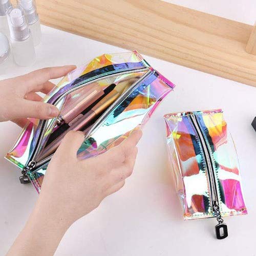 LYX Bolsa de cosméticos de TPU con Bolsa de cosméticos con láser Bolsa de Cremallera portátil ecológica Impermeable Transparente Transparente Adecuada para Bolsa de cosméticos de Viaje