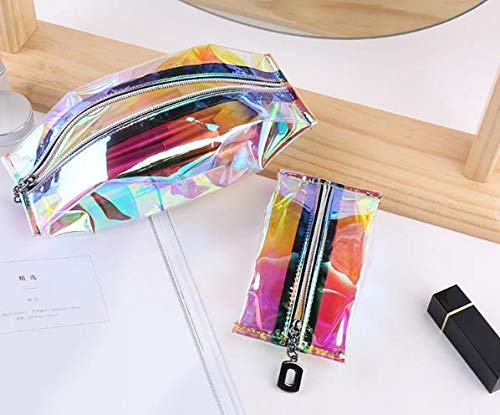 LYX Bolsa de cosméticos de TPU con Bolsa de cosméticos con láser Bolsa de Cremallera portátil ecológica Impermeable Transparente Transparente Adecuada para Bolsa de cosméticos de Viaje