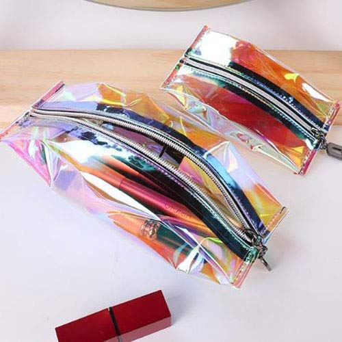 LYX Bolsa de cosméticos de TPU con Bolsa de cosméticos con láser Bolsa de Cremallera portátil ecológica Impermeable Transparente Transparente Adecuada para Bolsa de cosméticos de Viaje