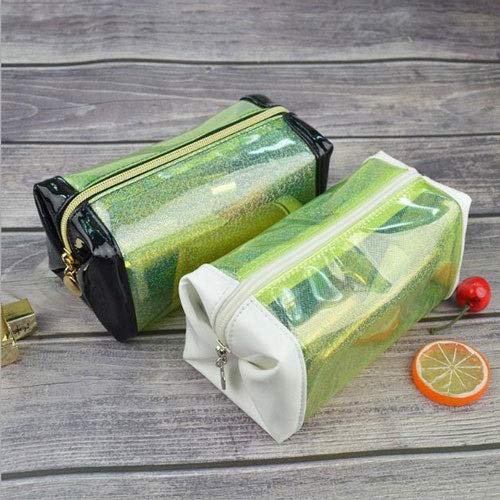 LYX Bolsa de cosméticos Transparente con láser portátil Bolsa de cosméticos a Prueba de Agua Bolsa de cosméticos con Cremallera de PVC Transparente Embrague de Gran Capacidad (Color : Black)
