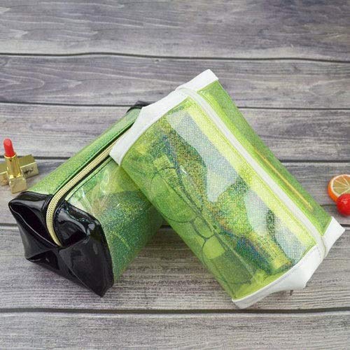 LYX Bolsa de cosméticos Transparente con láser portátil Bolsa de cosméticos a Prueba de Agua Bolsa de cosméticos con Cremallera de PVC Transparente Embrague de Gran Capacidad (Color : Black)