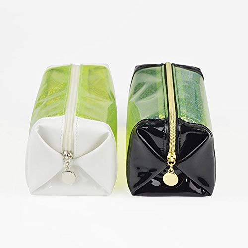 LYX Bolsa de cosméticos Transparente con láser portátil Bolsa de cosméticos a Prueba de Agua Bolsa de cosméticos con Cremallera de PVC Transparente Embrague de Gran Capacidad (Color : Black)