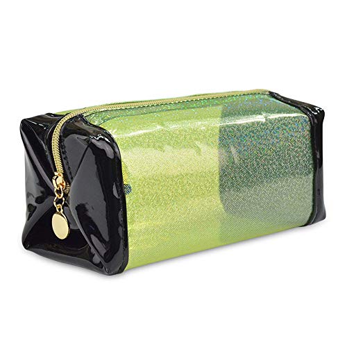 LYX Bolsa de cosméticos Transparente con láser portátil Bolsa de cosméticos a Prueba de Agua Bolsa de cosméticos con Cremallera de PVC Transparente Embrague de Gran Capacidad (Color : Black)