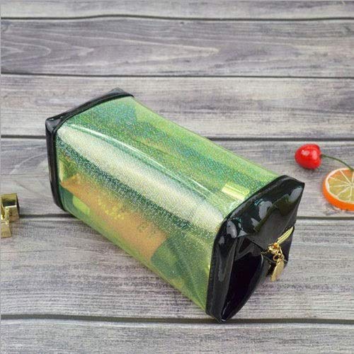 LYX Bolsa de cosméticos Transparente con láser portátil Bolsa de cosméticos a Prueba de Agua Bolsa de cosméticos con Cremallera de PVC Transparente Embrague de Gran Capacidad (Color : Black)