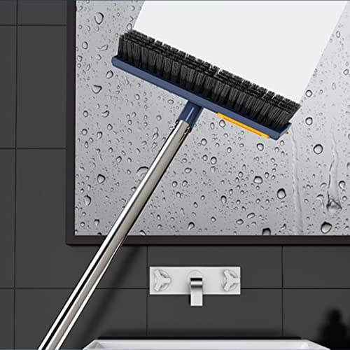 LZYqwq Cepillo de Fregado para Pisos, Cerdas Rígidas de Escoba de Empuje para Interiores y Exteriores, Mango Ajustable de Acero Inoxidable, para Limpiar Baños, Cocinas, Patios, Paredes, Azulejos