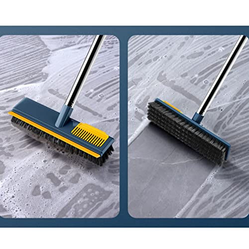 LZYqwq Cepillo de Fregado para Pisos, Cerdas Rígidas de Escoba de Empuje para Interiores y Exteriores, Mango Ajustable de Acero Inoxidable, para Limpiar Baños, Cocinas, Patios, Paredes, Azulejos
