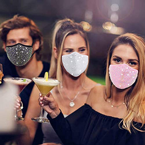 Ma_scarilla para Mujer, 2 Piezas Moda Protective con Orejeras Ajustables De Lentejuelas De Diamantes De Imitación Caliente De Diamantes De Imitación De Algodón