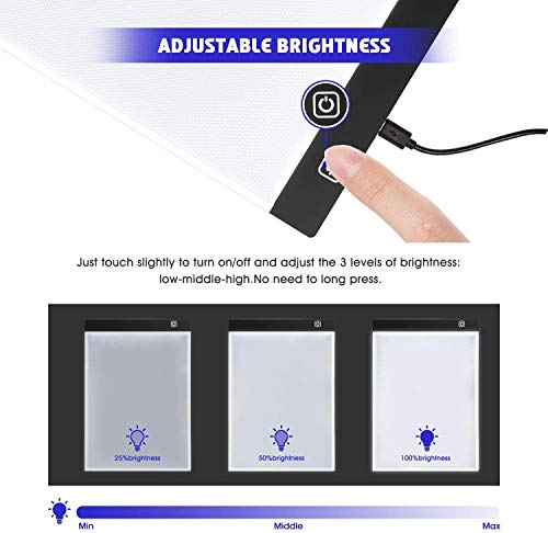 Magicfly Mesa de Luz LED para Calcar Dibujos para Artistas, Dibujantes, A4 Tableta de Luz para Dibujos, Ilustración, Diseño, Cómic, Animación, 3 Modos de Iluminación, Cable USB