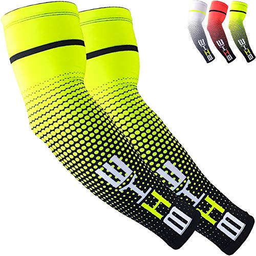 Mangas de compresión de enfriamiento de protección solar para hombres y mujeres, 1 par - verde - Large